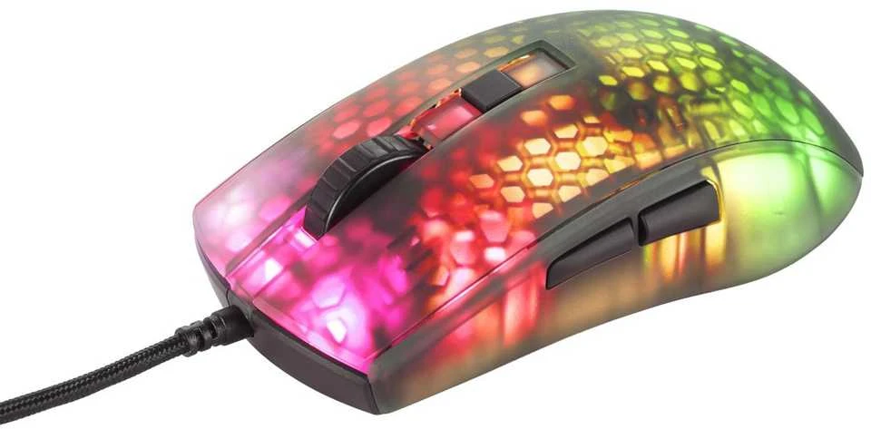 Deltacoimp Pusiau permatoma DELTACO GAMING žaidimų pelė, DM310, RGB, itin lengva, juoda / GAM-144