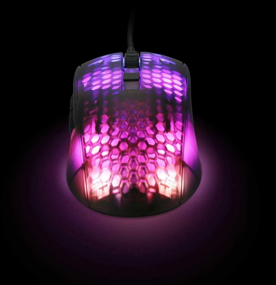 Deltacoimp Pusiau permatoma DELTACO GAMING žaidimų pelė, DM310, RGB, itin lengva, juoda / GAM-144