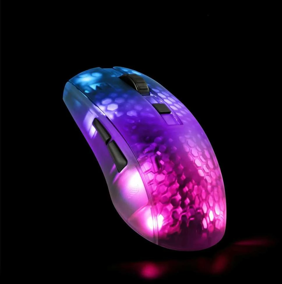 Belaidė pusiau permatoma DELTACO GAMING žaidimų pelė, DM320, RGB, itin lengva, juoda / GAM-145