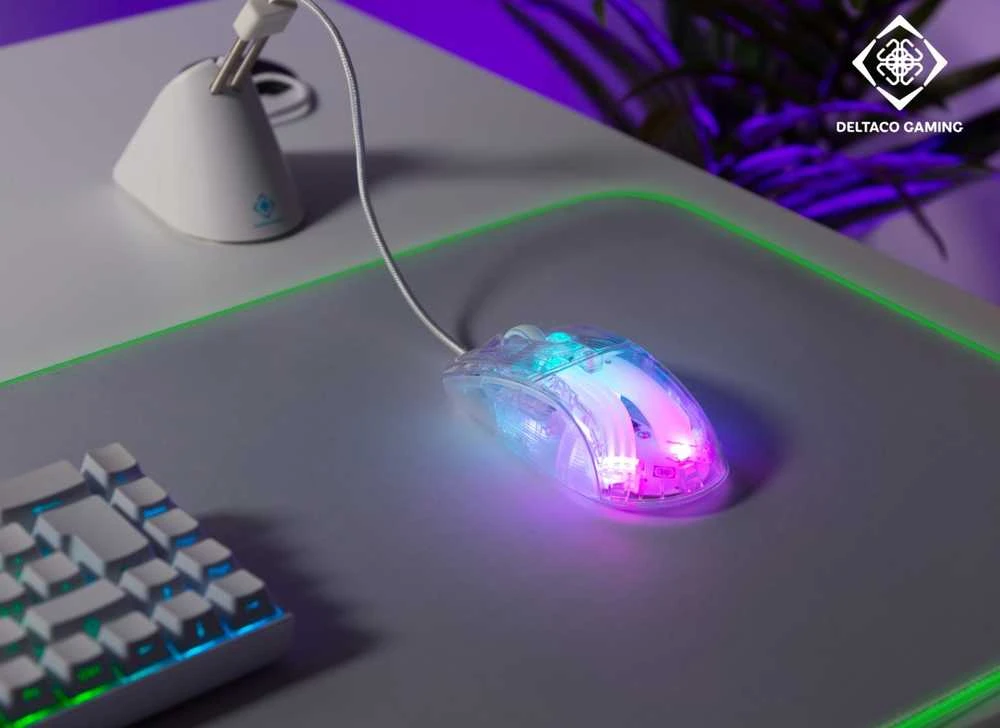 DM330 permatoma RGB DELTACO GAMING žaidimų pelė, 1000 Hz, 3327 IC / GAM-159-T / 4222234