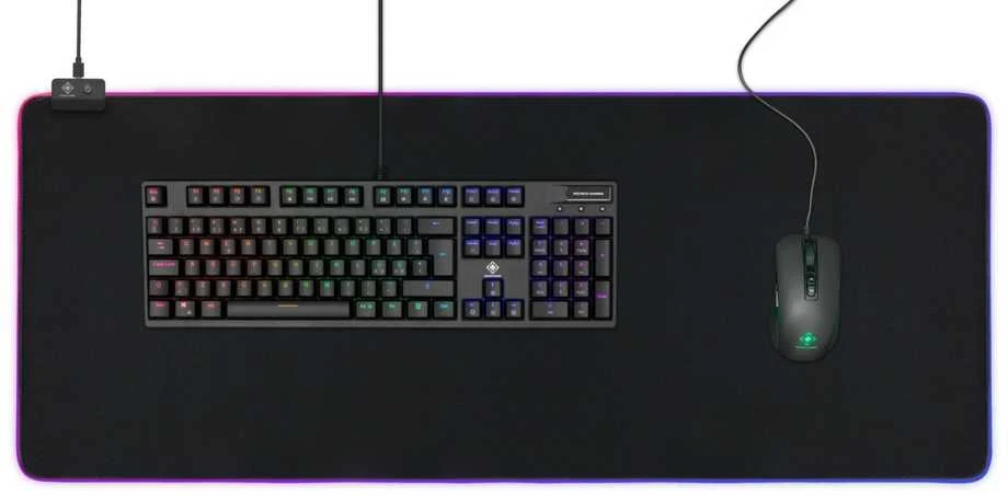 Pelės kilimėlis Deltaco Gaming, 6xRGB režimai, 900x360x4 mm, juodas / GAM-079