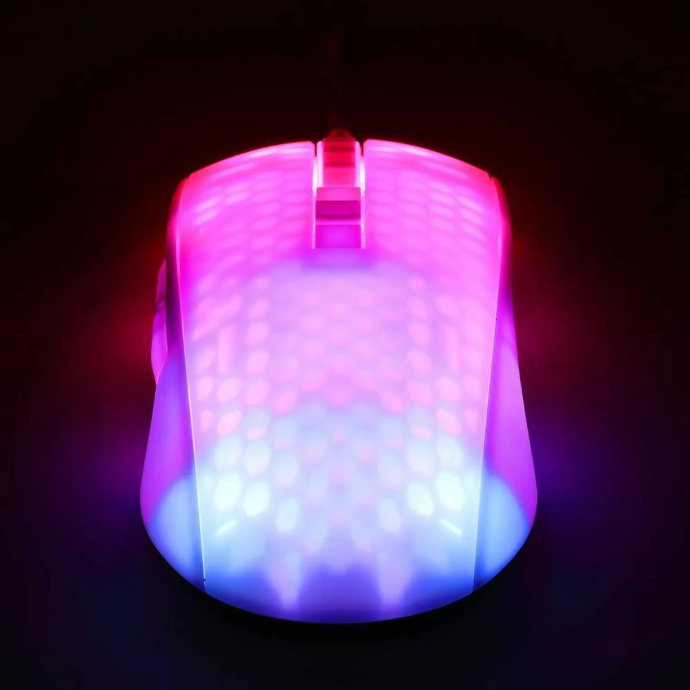 Pusiau permatoma DELTACO GAMING pelė, RGB, itin lengva, balta / GAM-144-W