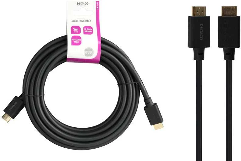 ULTRA High Speed HDMI kabelis DELTACO 48Gbps, 5m, juodas / HU-50-LSZH