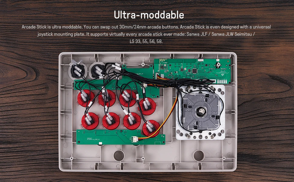 8BitDo Arcade Stick Switch ir PC (pilkas) aprašymas - Prekės nuotrauka