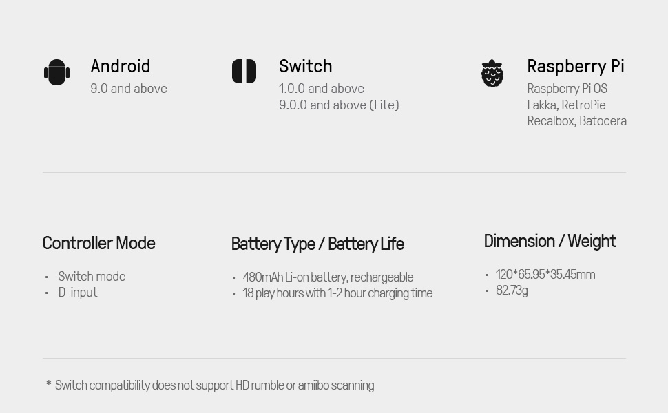 8BitDo Lite 2 belaidis pultelis | BT, USB-C | Switch, Android aprašymas - Prekės nuotrauka