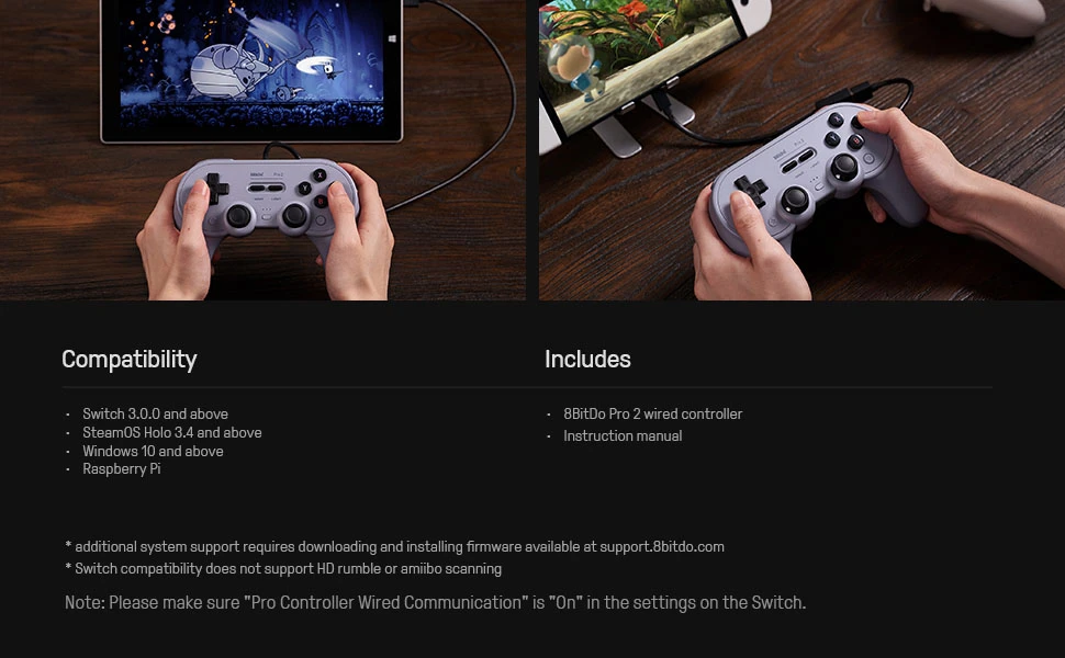 Gamepad 8Bitdo Pro 2, pilka aprašymas - Prekės nuotrauka