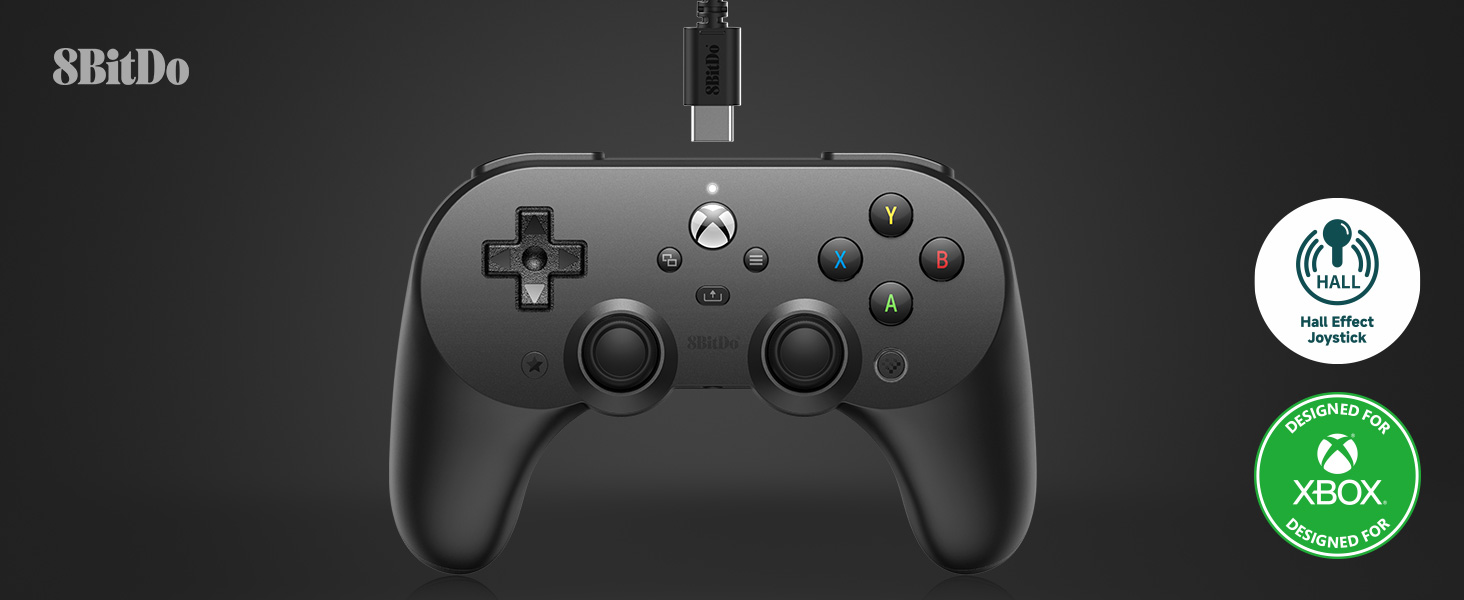 8BitDo PRO 2 laidinis pultelis (Juodas) Hall Effect, XBOX, PC aprašymas - Prekės nuotrauka