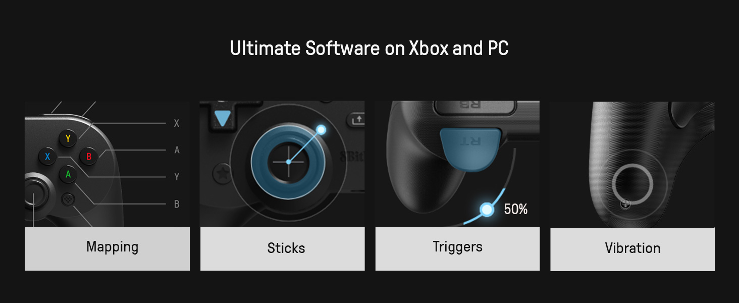 8BitDo PRO 2 laidinis pultelis (Juodas) Hall Effect, XBOX, PC aprašymas - Prekės nuotrauka