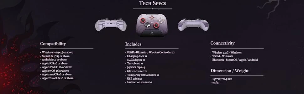 8BitDo Ultimate 2.4G belaidis pultelis (Honkai: Star Rail - Evernight Edition) aprašymas - Prekės nuotrauka