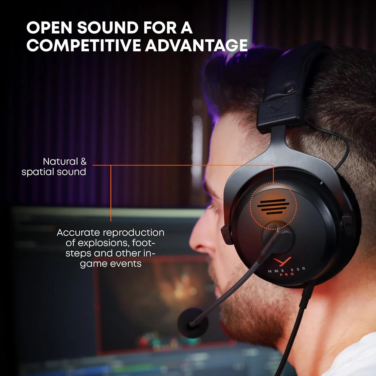 Beyerdynamic MMX 330 Pro Laidinės žaidimų ausinės | Open-Back | Juoda | 3.5 mm aprašymas - Prekės nuotrauka