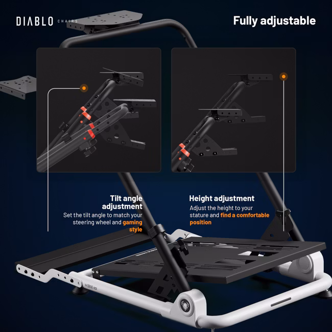 Diablo Chairs Diablo X-Drive Mini stovas vairui | Juoda/Balta aprašymas - Prekės nuotrauka