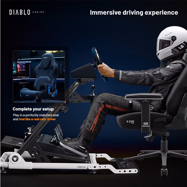 Diablo Chairs Diablo X-Drive Mini stovas vairui | Juoda/Balta aprašymas - Prekės nuotrauka