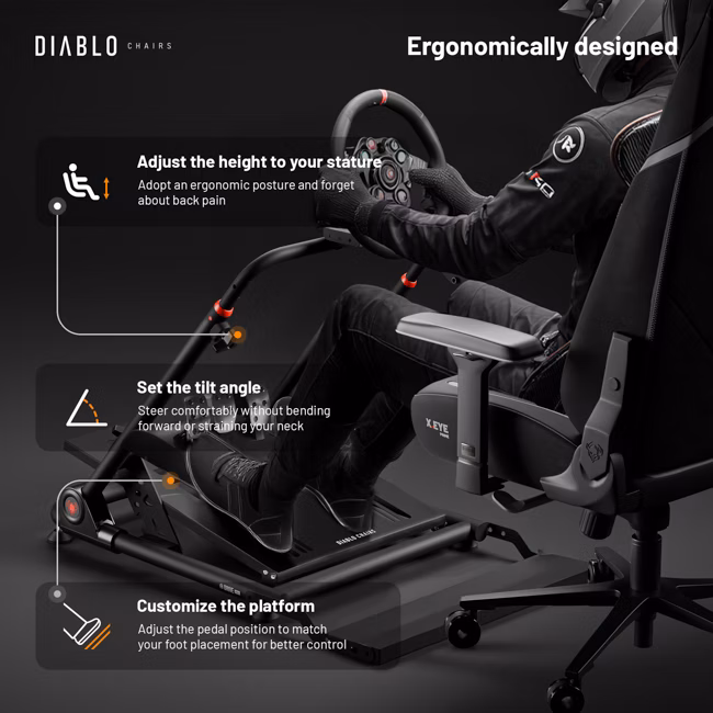 Diablo Chairs Diablo X-Drive Mini stovas vairui | Juodas aprašymas - Prekės nuotrauka