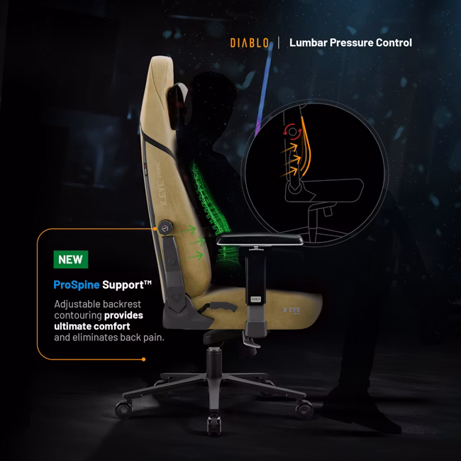 Diablo Chairs Diablo X-Eye Prime Normal Size - Broken Gold ergonominė kėdė aprašymas - Prekės nuotrauka