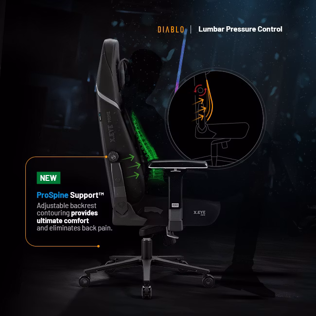 Diablo Chairs Diablo X-Eye Prime Normal Size - Burned Juodas ergonominė kėdė aprašymas - Prekės nuotrauka