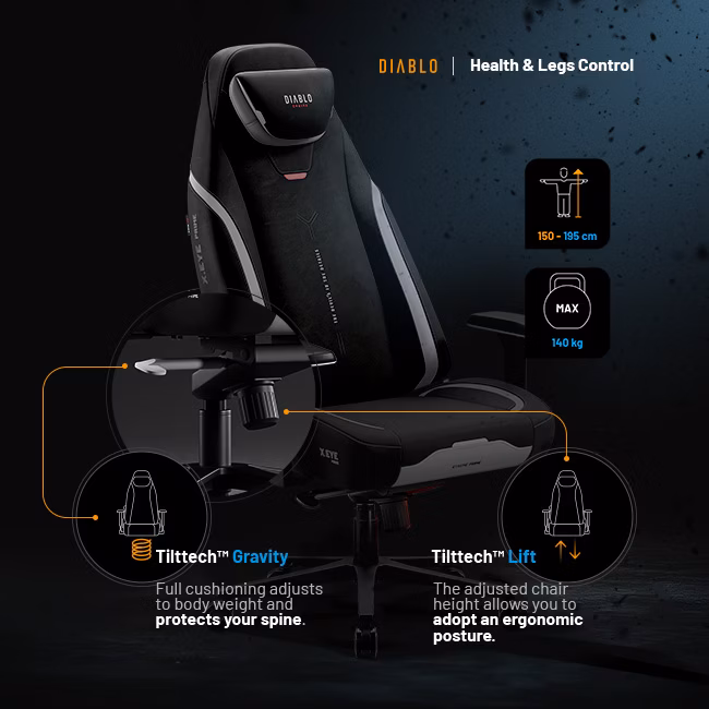 Diablo Chairs Diablo X-Eye Prime Normal Size - Burned Juodas ergonominė kėdė aprašymas - Prekės nuotrauka