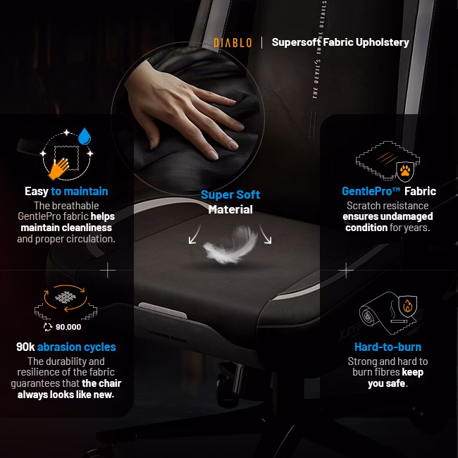 Diablo Chairs Diablo X-Eye Prime Normal Size - Burned Juodas ergonominė kėdė aprašymas - Prekės nuotrauka
