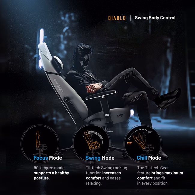 Diablo Chairs Diablo X-Eye Prime Normal Size - Nightwolf Moon ergonominė kėdė aprašymas - Prekės nuotrauka Diablo Chairs Diablo X-Eye Prime Normal Size - Nightwolf Moon ergonominė kėdė aprašymas - Prekės nuotrauka