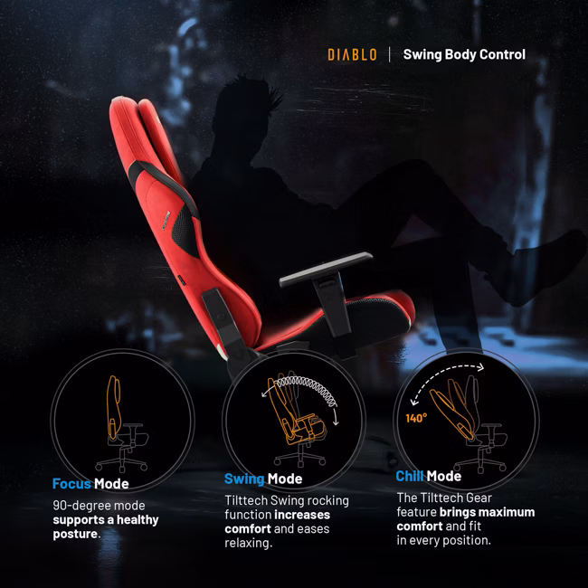 Diablo Chairs Diablo X-One Prime Normal Size - Bloody Mary ergonominė kėdė aprašymas - Prekės nuotrauka