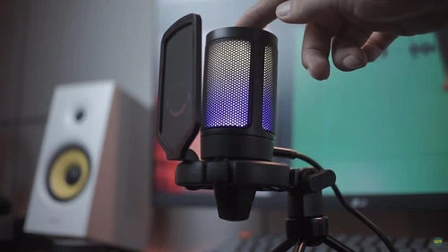 FIFINE A6VB kardioidinis laidinis mikrofonas (mėlynas) su RGB | USB aprašymas - Prekės nuotrauka