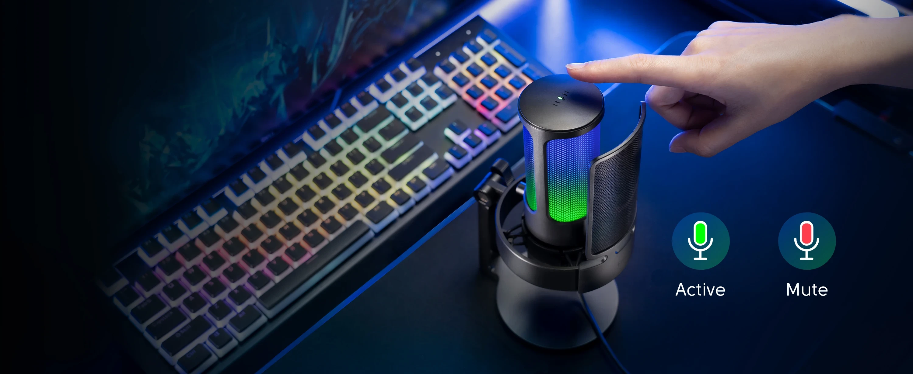 Fifine Technology FIFINE Ampligame A8Plus laidinis mikrofonas su RGB apšvietimu | USB aprašymas - Prekės nuotrauka