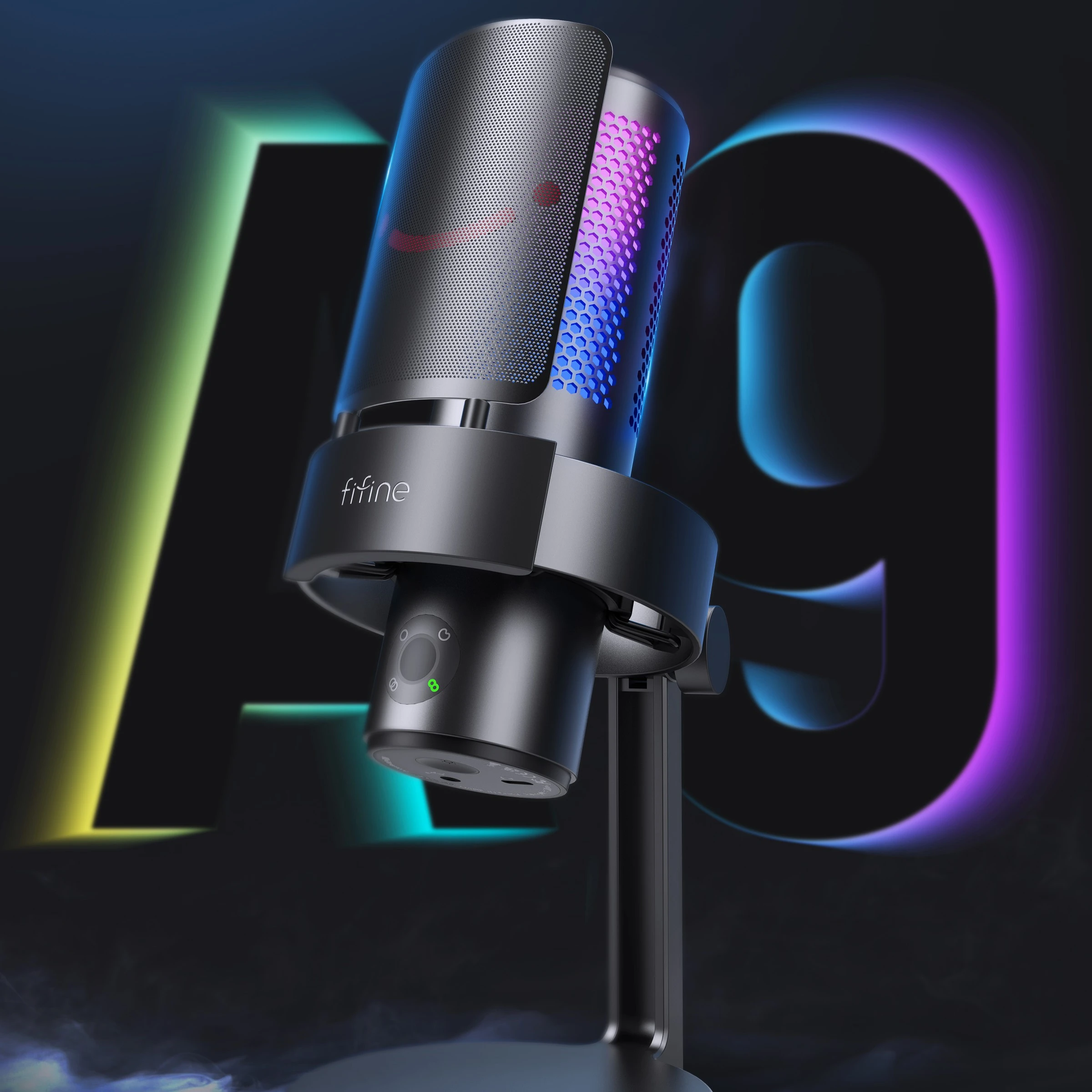 FIFINE Ampligame A9S laidinis mikrofonas su RGB apšvietimu | USB aprašymas - Prekės nuotrauka