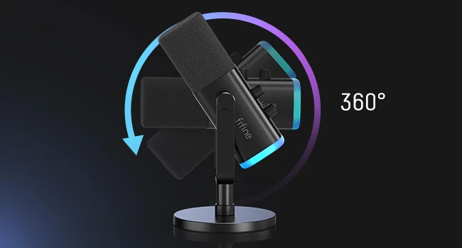 FIFINE AmpliGame AM8 laidinis mikrofonas su RGB apšvietimu USB/XLR aprašymas - Prekės nuotrauka