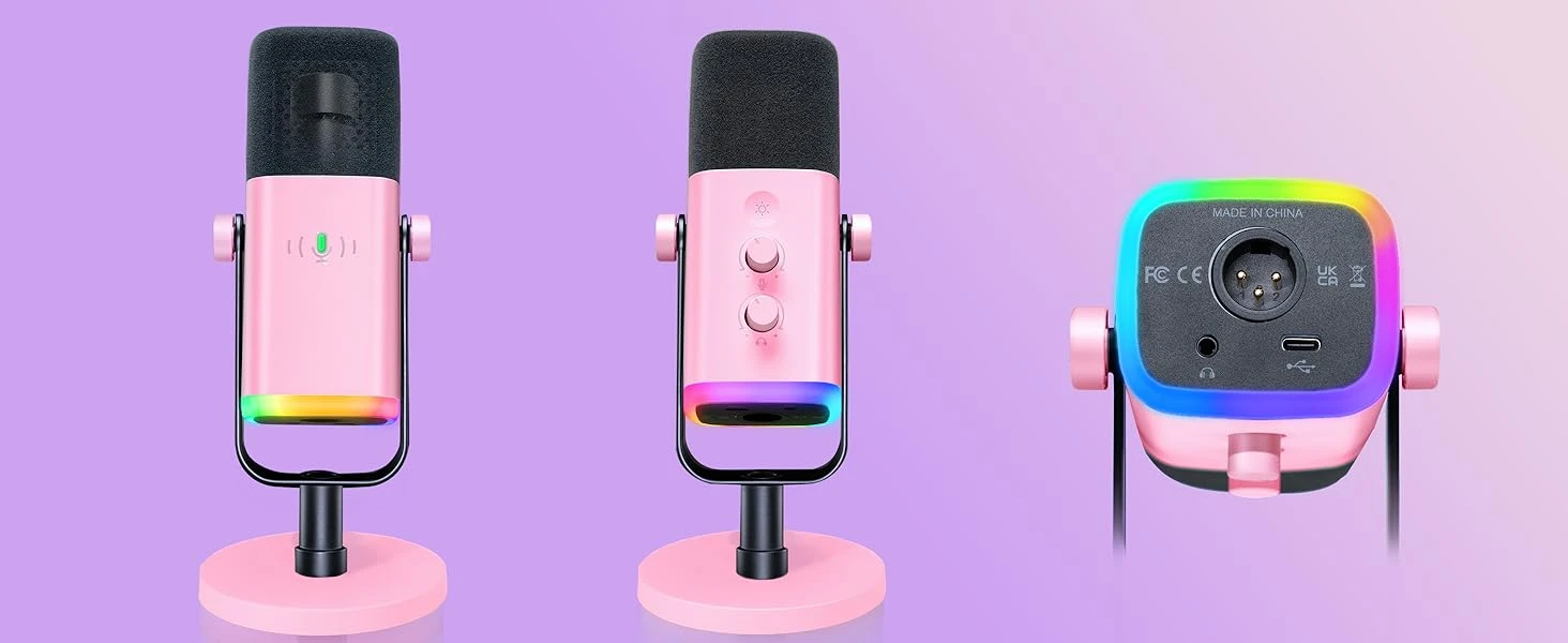 FIFINE AmpliGame AM8P laidinis mikrofonas su RGB apšvietimu USB/XLR aprašymas - Prekės nuotrauka