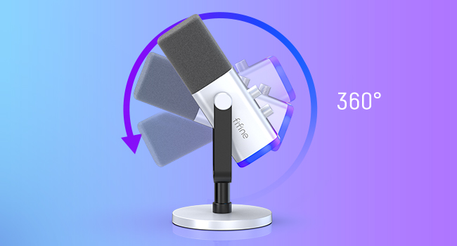 FIFINE AmpliGame AM8W laidinis mikrofonas su RGB apšvietimu USB/XLR aprašymas - Prekės nuotrauka