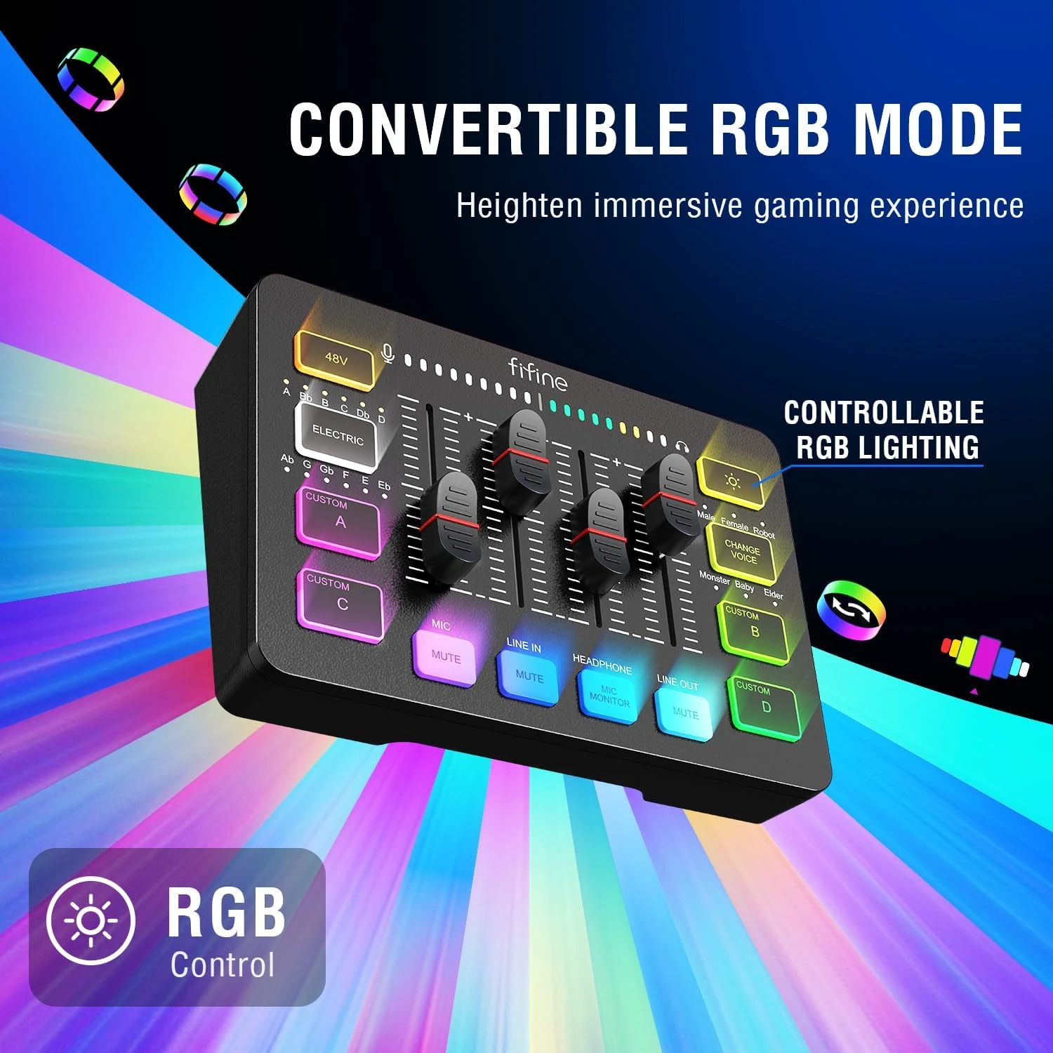FIFINE AmpliGame KS5 Rinkinys | AM8 mikrofonas | SC3 žaidimų garso maišytuvas | L9 XLR kabelis aprašymas - Prekės nuotrauka