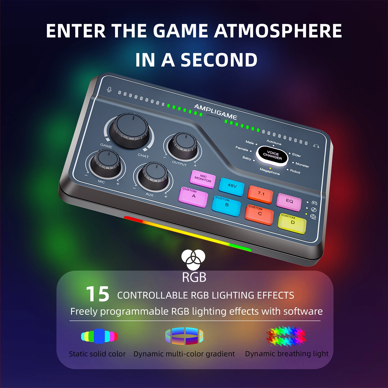 FIFINE AmpliGame SC8 Audio mikšerinis pultas | USB aprašymas - Prekės nuotrauka