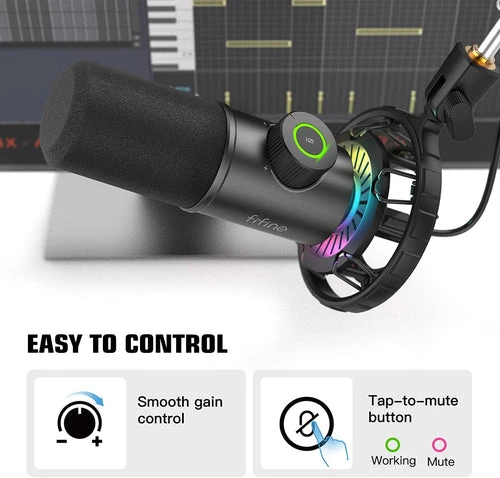 FIFINE K658 kardioidinis laidinis mikrofonas su RGB | USB aprašymas - Prekės nuotrauka