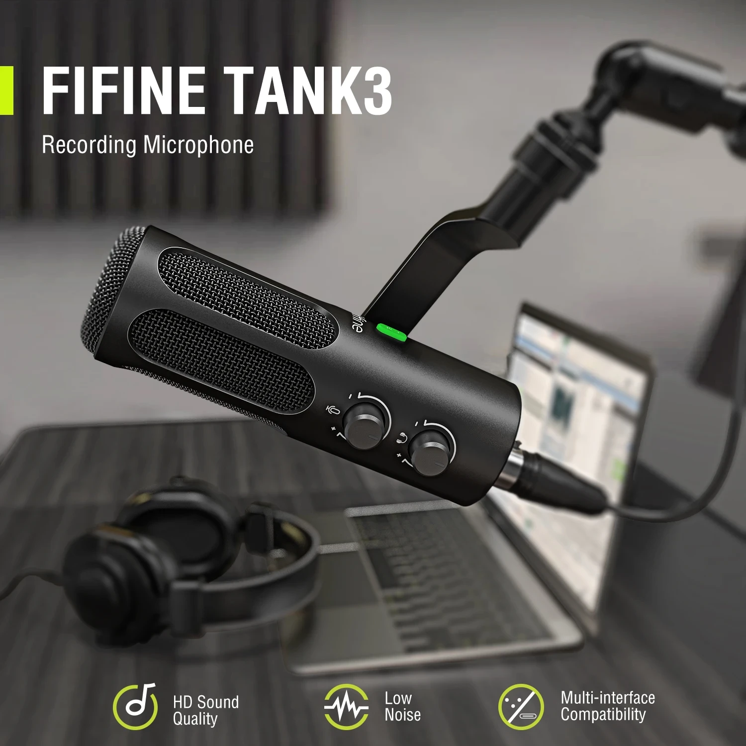 FIFINE TANK3 laidinis dinaminis mikrofonas | USB/XLR aprašymas - Prekės nuotrauka