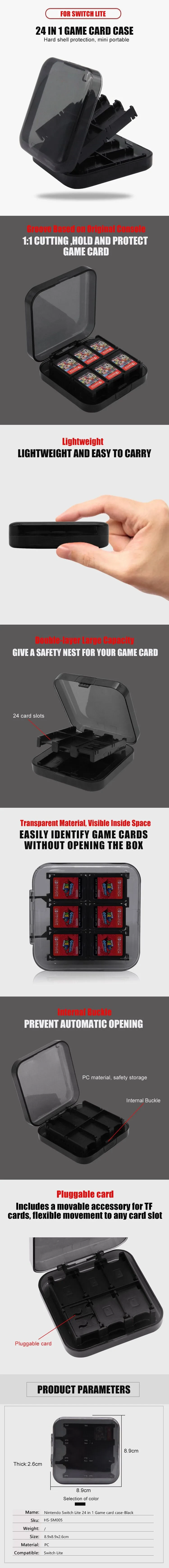 HONSON Nintendo Switch Lite 24 in 1 Game card case aprašymas - Prekės nuotrauka