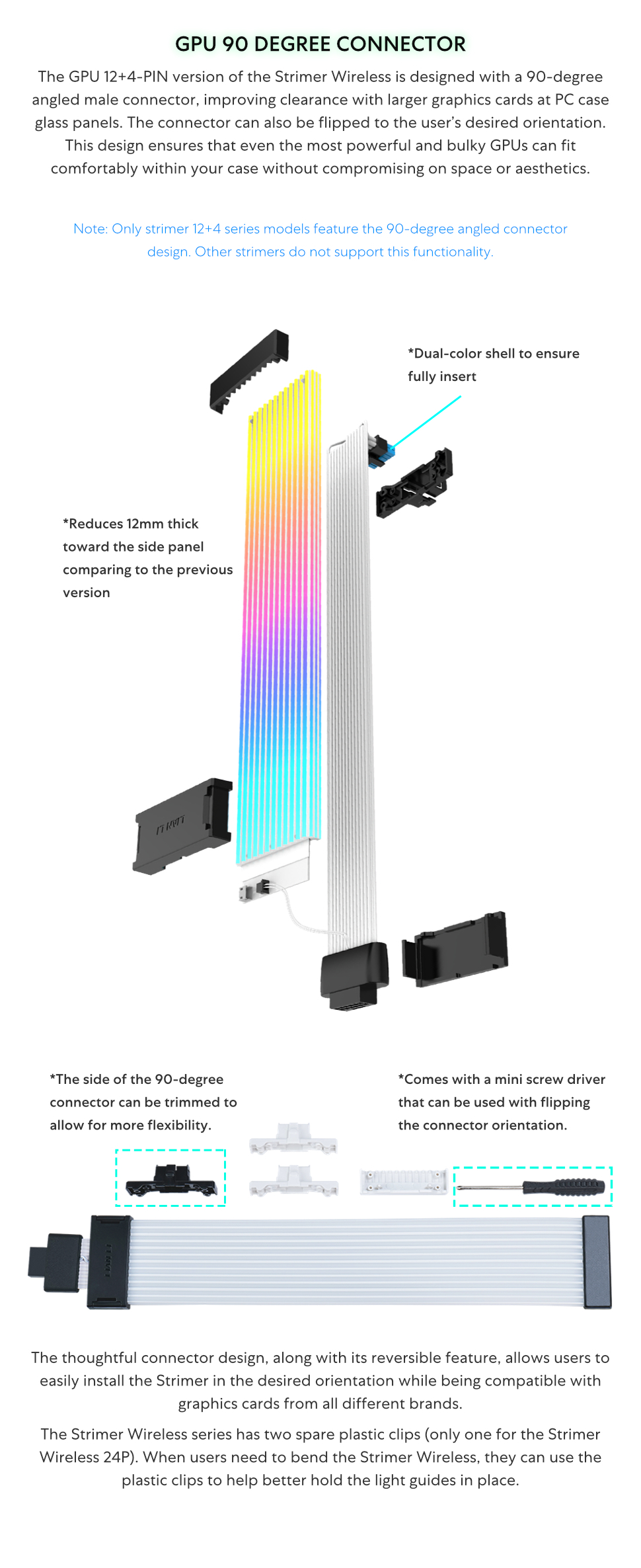 LIAN LI STRIMER belaidis 12V-2X6 kontaktų RGB vaizdo plokštės kabelis (PW16-121W) aprašymas - Prekės nuotrauka