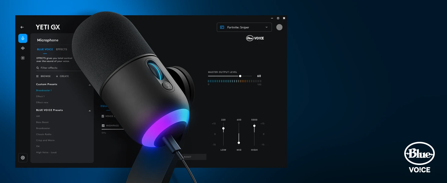 Logitech G Yeti GX Dynamic kardioidinis laidinis mikrofonas (juodas) su RGB | USB aprašymas - Prekės nuotrauka Logitech G Yeti GX Dynamic kardioidinis laidinis mikrofonas (juodas) su RGB | USB aprašymas - Prekės nuotrauka