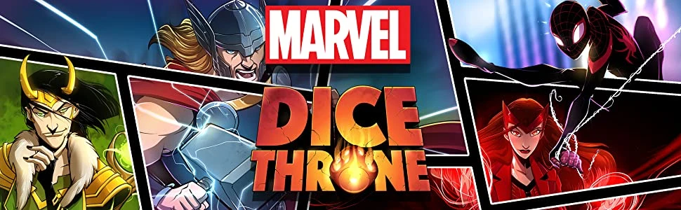 Roxley Games Marvel Dice Throne: Scarlet Witch v. Thor v. Loki v. Spider-Man aprašymas - Prekės nuotrauka