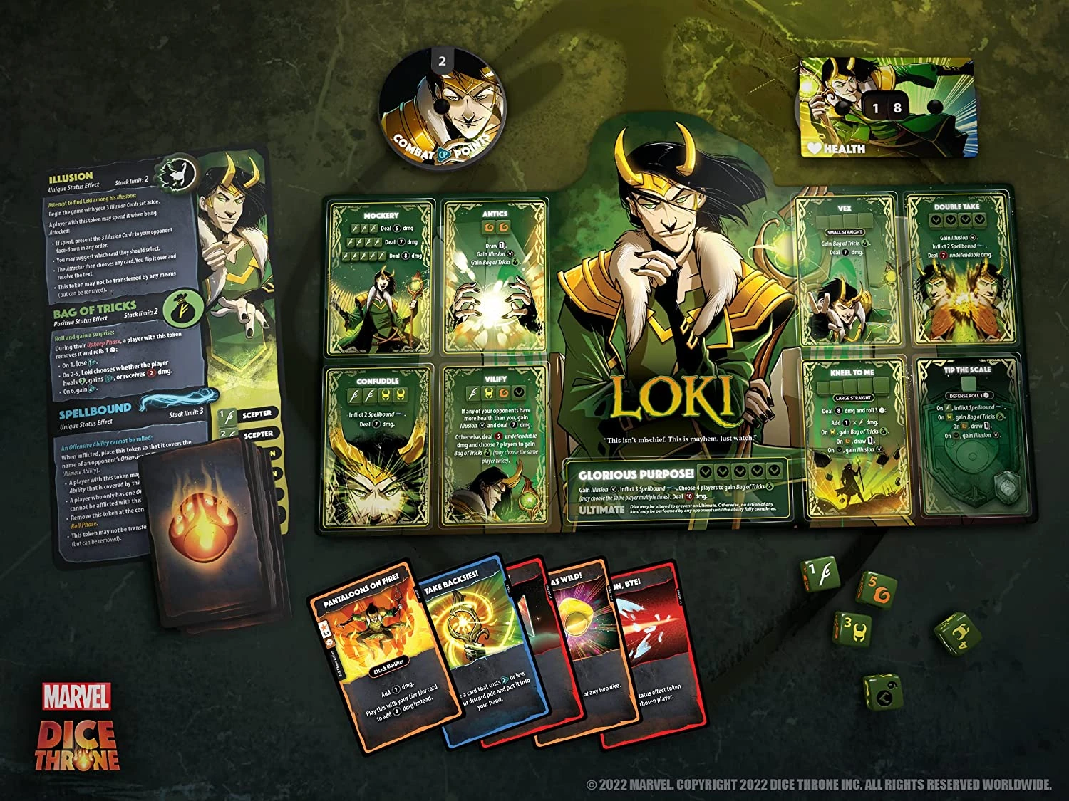 Roxley Games Marvel Dice Throne: Scarlet Witch v. Thor v. Loki v. Spider-Man aprašymas - Prekės nuotrauka