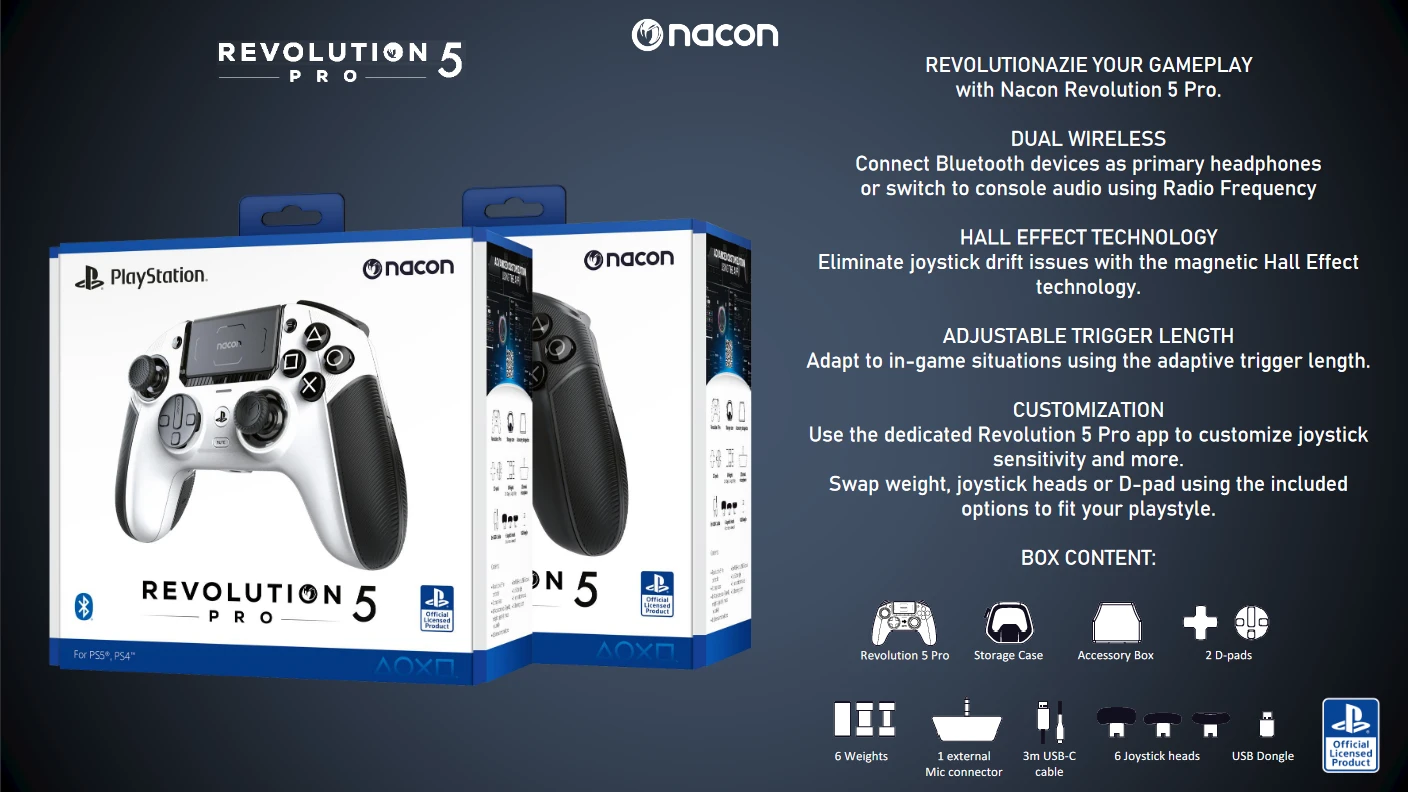 Nacon Revolution 5 Pro valdiklis (juodas) aprašymas - Prekės nuotrauka Nacon Revolution 5 Pro valdiklis (juodas) aprašymas - Prekės nuotrauka