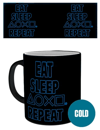 Abysse Gb Eye PLAYSTATION Eat Sleep Repeat puodelis | Reaguojantis į karštį aprašymas - Prekės nuotrauka Abysse Gb Eye PLAYSTATION Eat Sleep Repeat puodelis | Reaguojantis į karštį aprašymas - Prekės nuotrauka