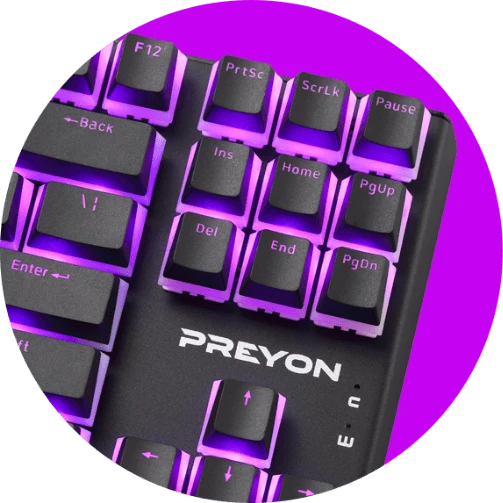 PREYON Mėlyna Blitz Claw TKL laidinė mechaninė klaviatūra (US, Gateron Mėlyna) aprašymas - Prekės nuotrauka PREYON Mėlyna Blitz Claw TKL laidinė mechaninė klaviatūra (US, Gateron Mėlyna) aprašymas - Prekės nuotrauka