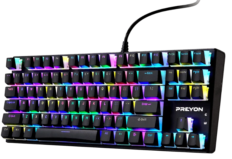 PREYON Brown Blitz Claw TKL laidinė mechaninė klaviatūra (US, Gateron Brown) aprašymas - Prekės nuotrauka