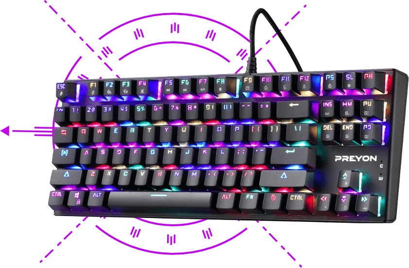 PREYON Raudona Blitz Claw TKL laidinė mechaninė klaviatūra (US, Gateron Raudona) aprašymas - Prekės nuotrauka PREYON Raudona Blitz Claw TKL laidinė mechaninė klaviatūra (US, Gateron Raudona) aprašymas - Prekės nuotrauka