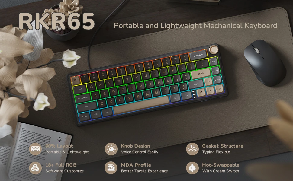 Royal Kludge R65 RGB Phantom laidinė mechaninė klaviatūra | 60%, Chartreuse switches, US aprašymas - Prekės nuotrauka Royal Kludge R65 RGB Phantom laidinė mechaninė klaviatūra | 60%, Chartreuse switches, US aprašymas - Prekės nuotrauka