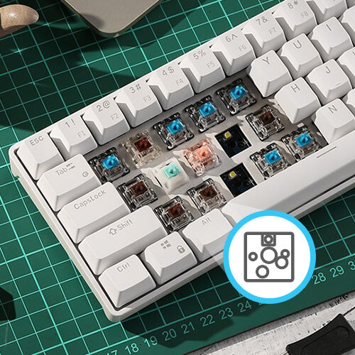 Royal Kludge RK61 klaviatūra | 60%, Hot-swap, Mėlyna Switches, US, juoda aprašymas - Prekės nuotrauka