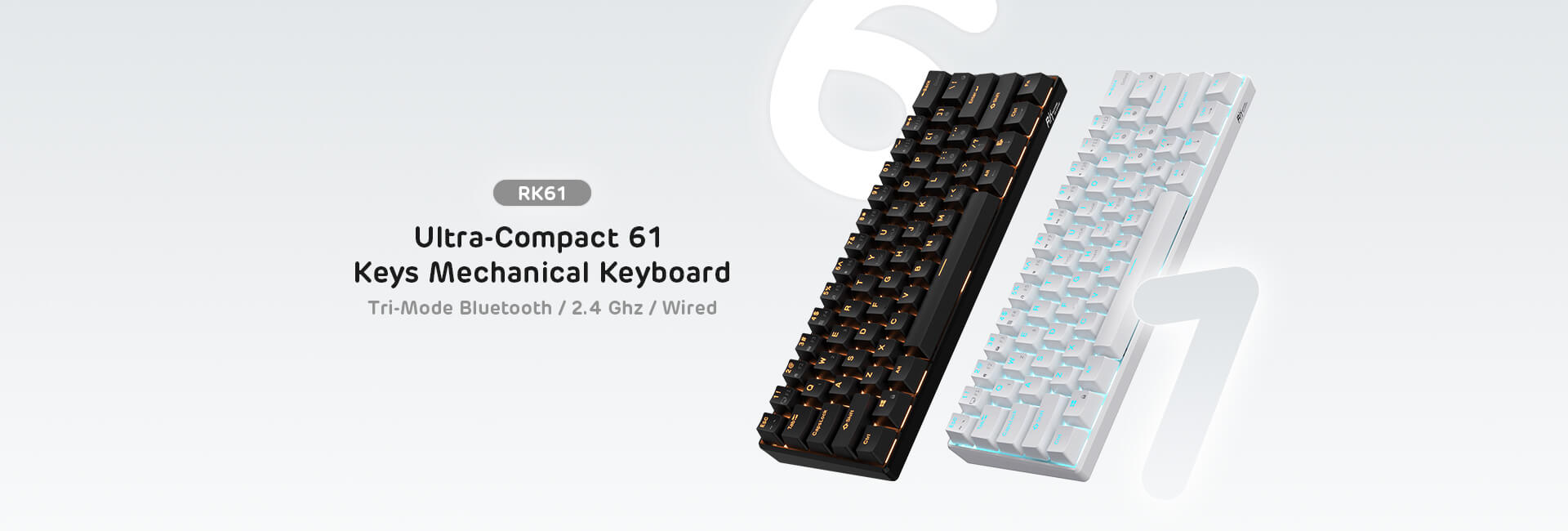 Royal Kludge RK61 klaviatūra | 60%, Hot-swap, Mėlyna Switches, US, juoda aprašymas - Prekės nuotrauka