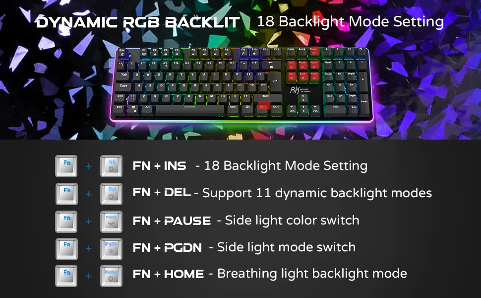 Royal Kludge RK918 RGB juoda laidinė mechaninė klaviatūra | 100%, Raudona switches, US aprašymas - Prekės nuotrauka Royal Kludge RK918 RGB juoda laidinė mechaninė klaviatūra | 100%, Raudona switches, US aprašymas - Prekės nuotrauka