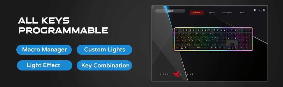 Royal Kludge RK918 RGB juoda laidinė mechaninė klaviatūra | 100%, Raudona switches, US aprašymas - Prekės nuotrauka Royal Kludge RK918 RGB juoda laidinė mechaninė klaviatūra | 100%, Raudona switches, US aprašymas - Prekės nuotrauka