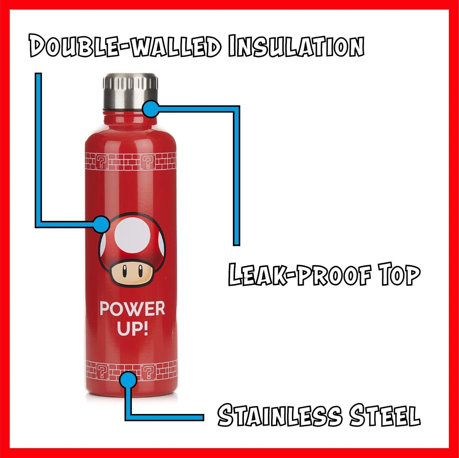 Paladone Super Mario Power Up gertuvė | 500ml aprašymas - Prekės nuotrauka