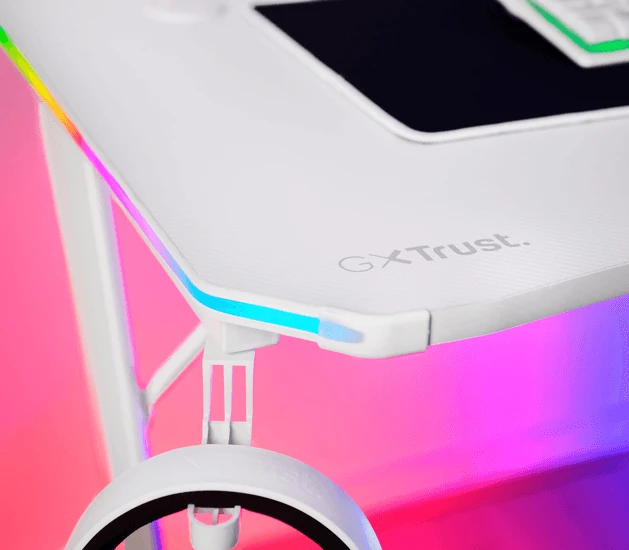 TRUST GXT 709W LUMINUS RGB žaidimų stalas (baltas) aprašymas - Prekės nuotrauka